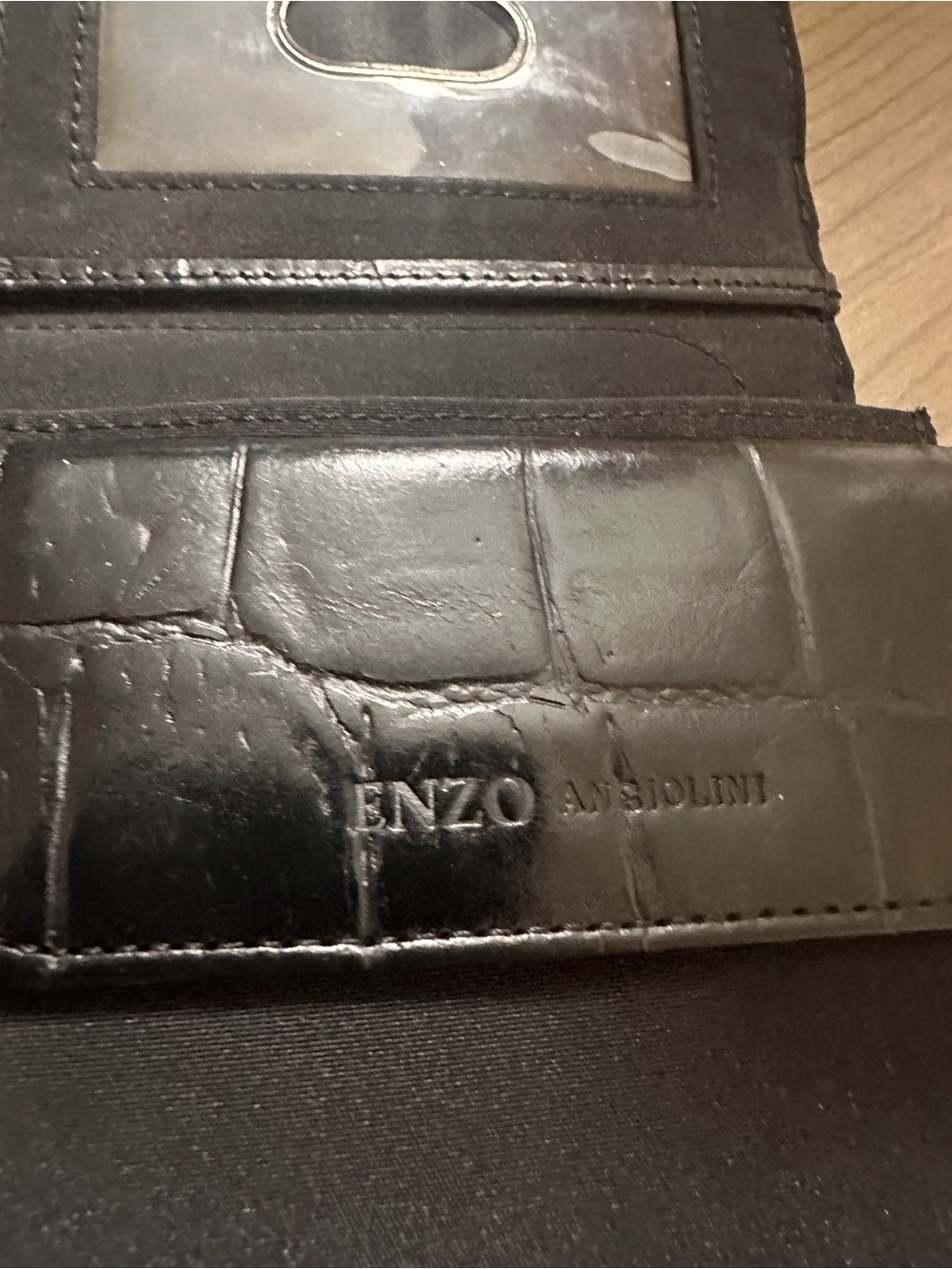 Enzo Angiolini Black Croc-Embossed Wallet with Metal Plaque - Picture 7 of 8